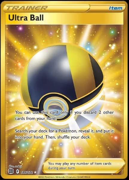 Carta Individual Pokémon Ultra Ball Hyper Rare (HR) 186/172 Supporter Trainer, set Brilliant Stars, Ilustración de sadaji - Thunder Cards México