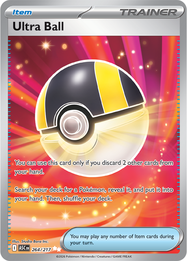 Carta Individual Pokémon Ultra Ball Ultra Rare (UR) 264/217, Supporter Trainer, set Ascended Heroes, Ilustración de Studio Bora Inc. - Thunder Cards México