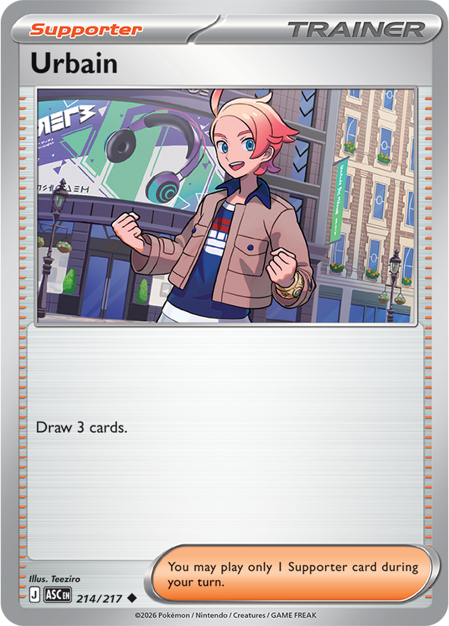 Carta Individual Pokémon Trainer Team Urbain 214/217, Supporter Trainer, set Ascended Heroes,- Thunder Cards México. 