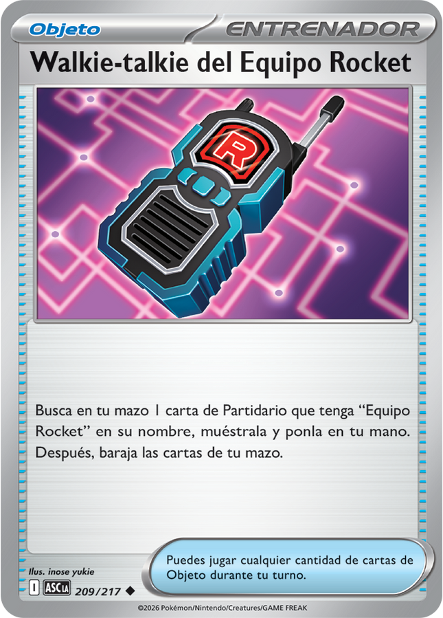 Carta Individual Pokémon Trainer Walkie-talkie Equipo Rocket 209/217, Supporter Trainer, set Ascended Heroes,  Thunder Cards México, Carta en Español