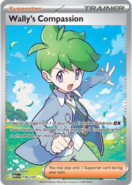 Carta Individual Pokémon Trainer Wally's Compassion 176/132, Supporter Trainer, set Mega Evolution, Ilustración de Iori Suzuki- Thunder Cards México