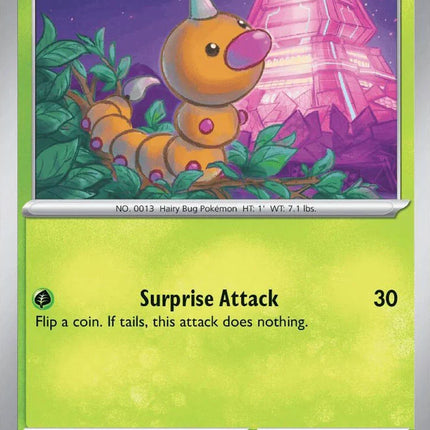 Carta individual Pokémon Weedle 001/086 común, set Chaos Rising, ilustración de sowsow - Thunder Cards México.