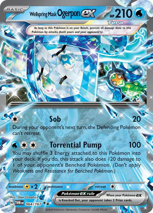 Carta Pokémon Wellspring Mask Ogerpon EX Double Rare (DR) 064/167 del set Twilight Masquerade de Pokémon TCG en Thunder Cards