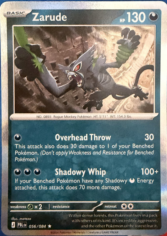 Carta individual Pokémon Zarude 056/084, set Pitch Black, en Thunder Cards México Holo