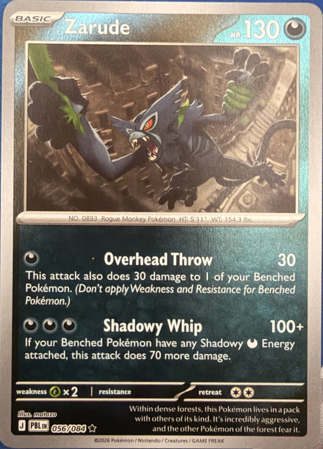Carta individual Pokémon Zarude 056/084, set Pitch Black, en Thunder Cards México Reverse Holo