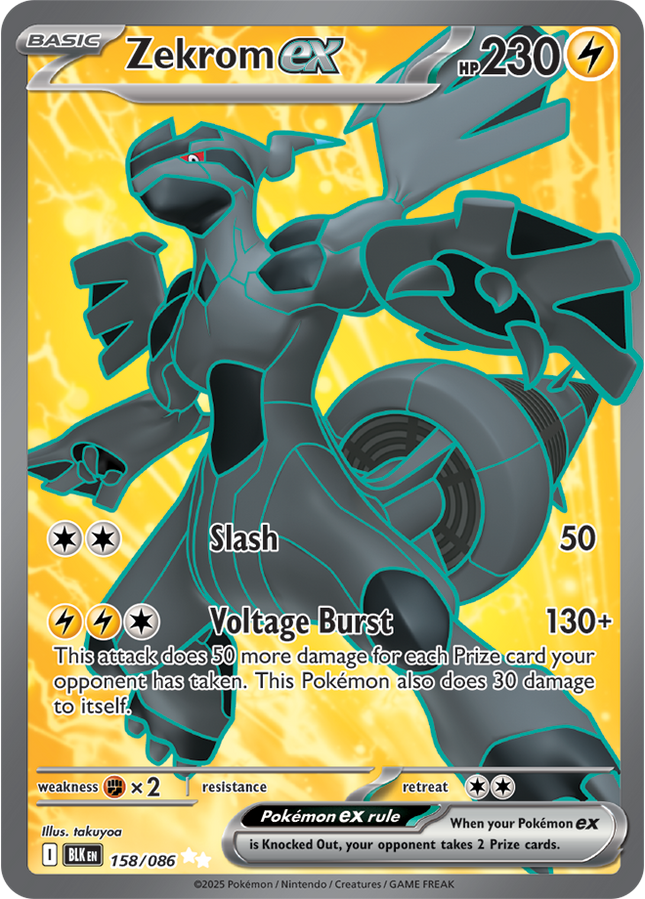 Carta Pokémon Zekrom EX Ultra Rare 158/086 del set Black Bolt de Pokémon TCG en Thunder Cards México