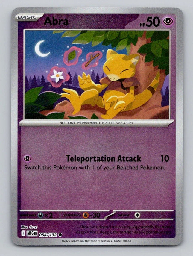 Carta Individual Pokémon Abra 054/132, Supporter Trainer, set Mega Evolution- Thunder Cards México Reverse