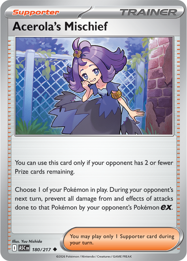 Carta Individual Pokémon Trainer Arcerola's Mischief 180/217, Supporter Trainer, set Ascended Heroes,- Thunder Cards México. 
