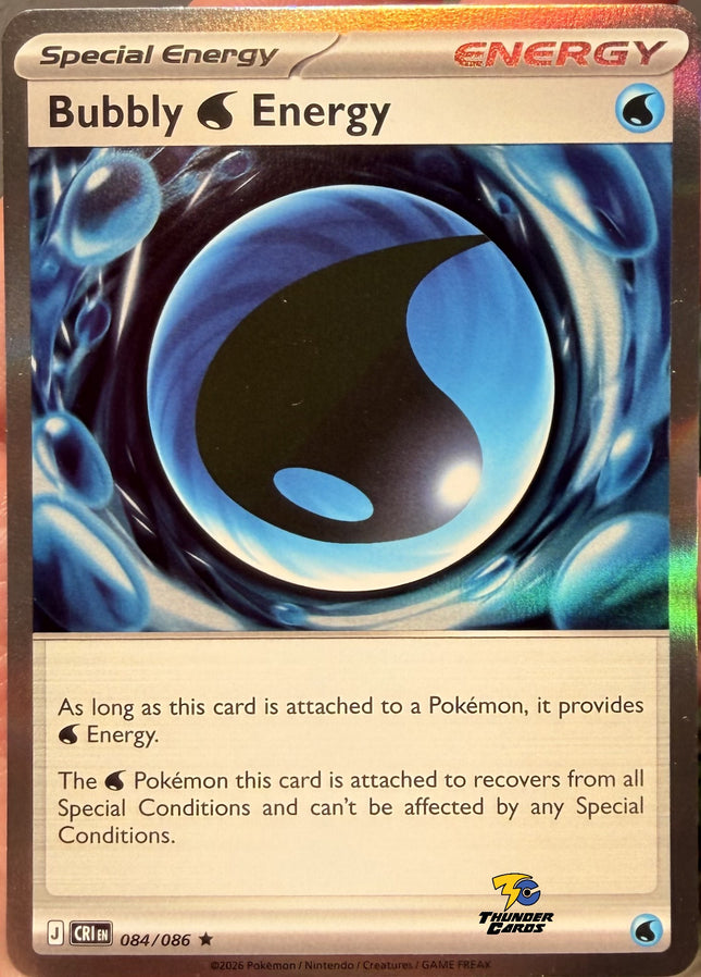 Carta Energía de Pokémon Bubbly Water Energy 084/086, set Chaos Rising, - Thunder Cards México