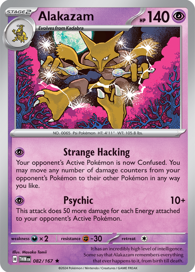 Carta Individual Pokémon Alakazam 082/167, , set Twilight Masquerade,  Thunder Cards México, Holo