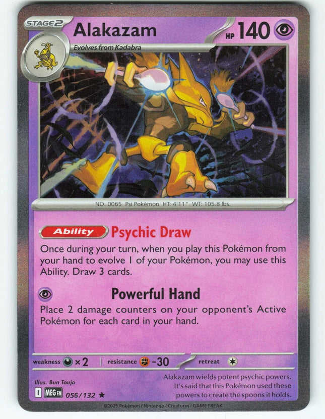 Carta Individual Pokémon Alakazam Holo 056/132, Supporter Trainer, set Mega Evolution- Thunder Cards México