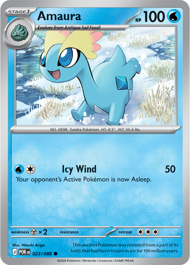 Carta Individual Pokémon Amaura 023/088, Stage 1 Pokémon 100 HP, set Perfect Order, Ilustración de Hitoshi Ariga - Thunder Cards México