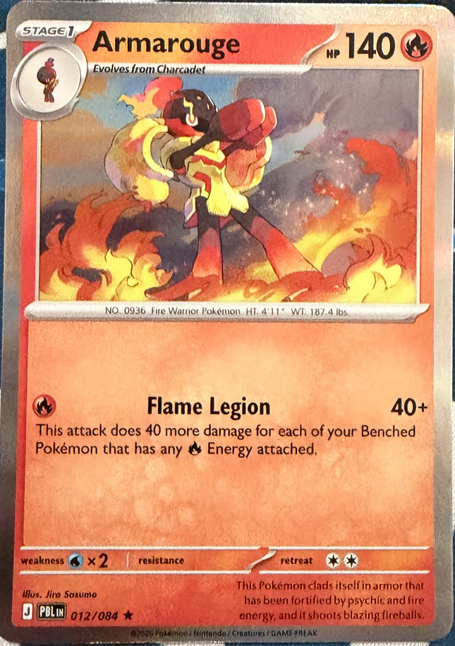 Carta individual Pokémon Armarouge 012/084, set Pitch Black, en Thunder Cards México Holo