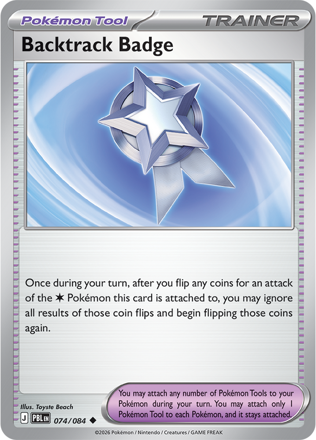 Carta individual Pokémon Backtrack Badge 074/084, set Pitch Black, en Thunder Cards México 