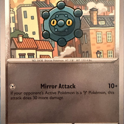 Carta individual Pokémon Bronzor 063/084, set Pitch Black, en Thunder Cards México Reverse