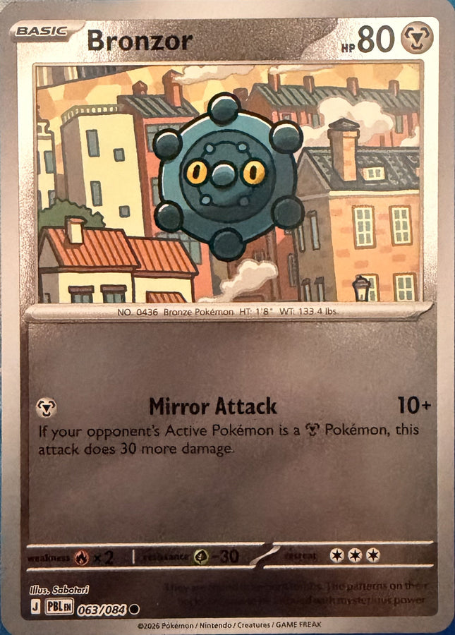 Carta individual Pokémon Bronzor 063/084, set Pitch Black, en Thunder Cards México Reverse