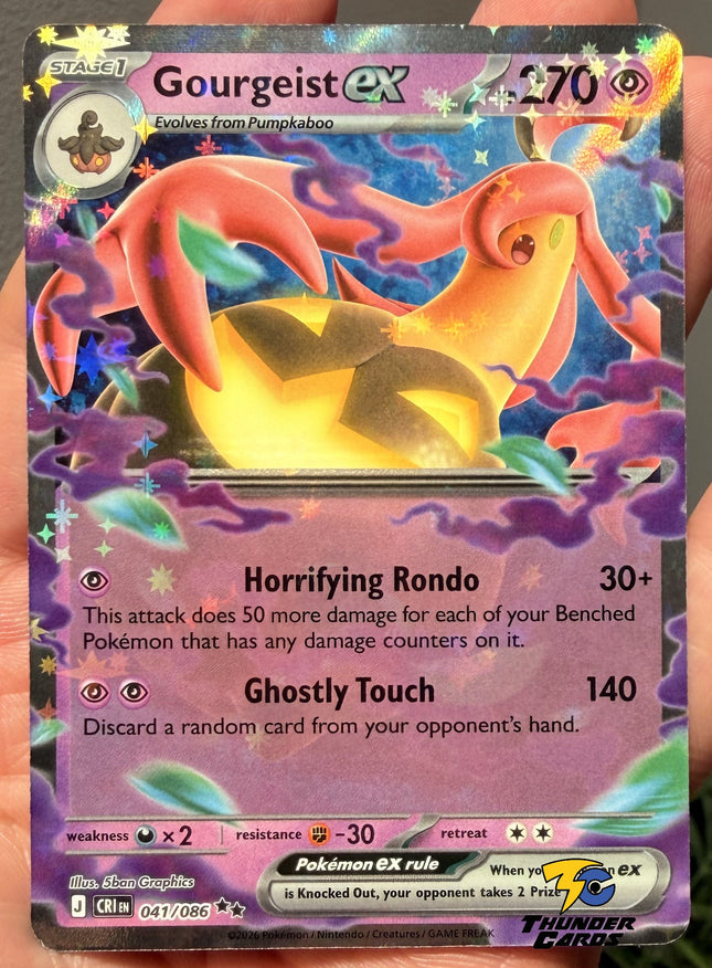 Carta Individual Pokémon Gourgeist EX 041/086, Stage 1 Pokémon EX 270 HP, set Chaos Rising, Ilustración de 5ban Graphics - Thunder Cards México