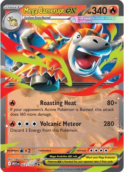 Carta Pokémon Mega Camerupt EX (DR) 022/132 del set Mega Evolutions Pokémon TCG en Thunder Cards México