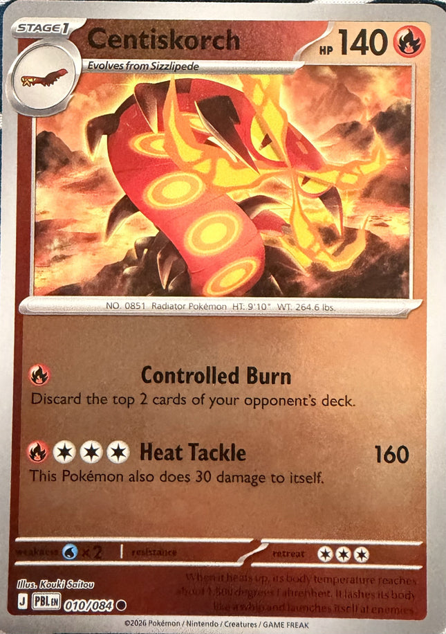 Carta individual Pokémon Centiskorch 010/084, set Pitch Black, en Thunder Cards México Reverse