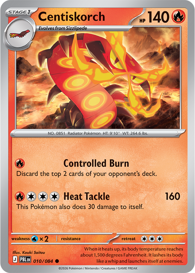 Carta individual Pokémon Centiskorch 010/084, set Pitch Black, en Thunder Cards México