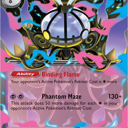 Carta individual Pokémon Mega Chandelure EX 038/084, set Pitch Black, en Thunder Cards México 