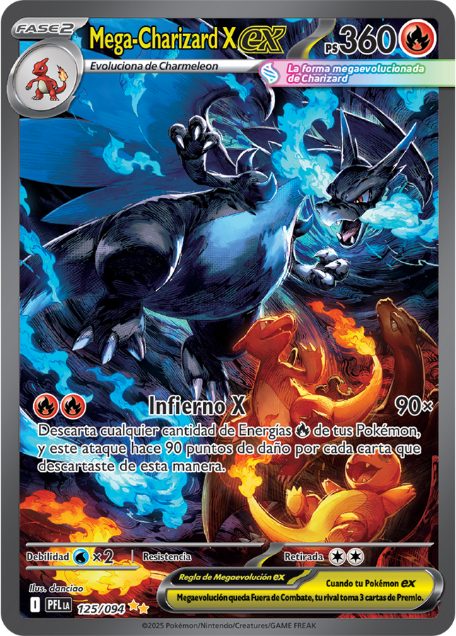 Carta Individual Pokémon Mega Charizard X EX Español Special Illustration Rare 125/094, Trainer, set Phantasmal Flames, Ilustración de danciao - Thunder Cards México