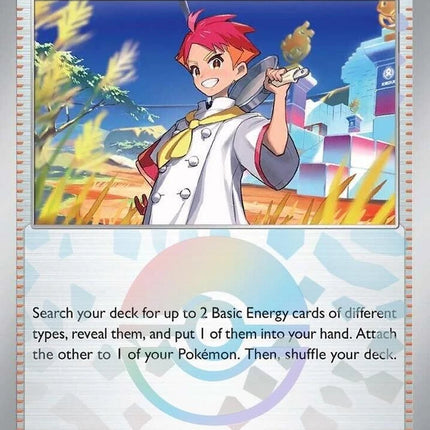 Carta Individual Pokémon Trainer Crispin Pokeball Pattern 105/131, Supporter Trainer, set Prismatic Evolutions, Ilustración de GIDORA- Thunder Cards México