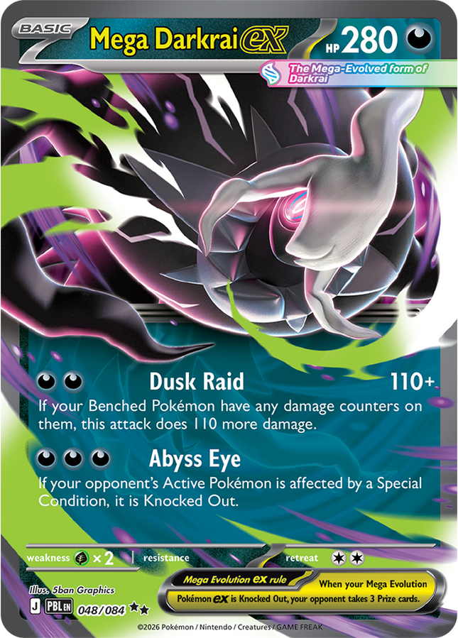 Carta individual Pokémon Mega Darkrai EX 048/084, set Pitch Black, en Thunder Cards México 