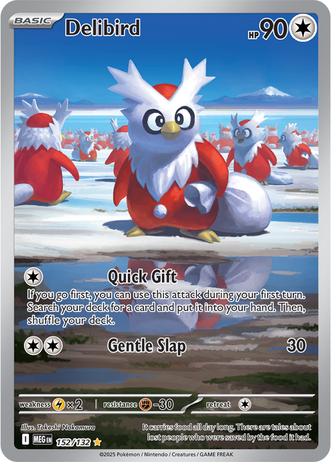 Carta Individual Pokémon Delibird Illustration Rare 152/132, Trainer, set Mega Evolution - Thunder Cards México