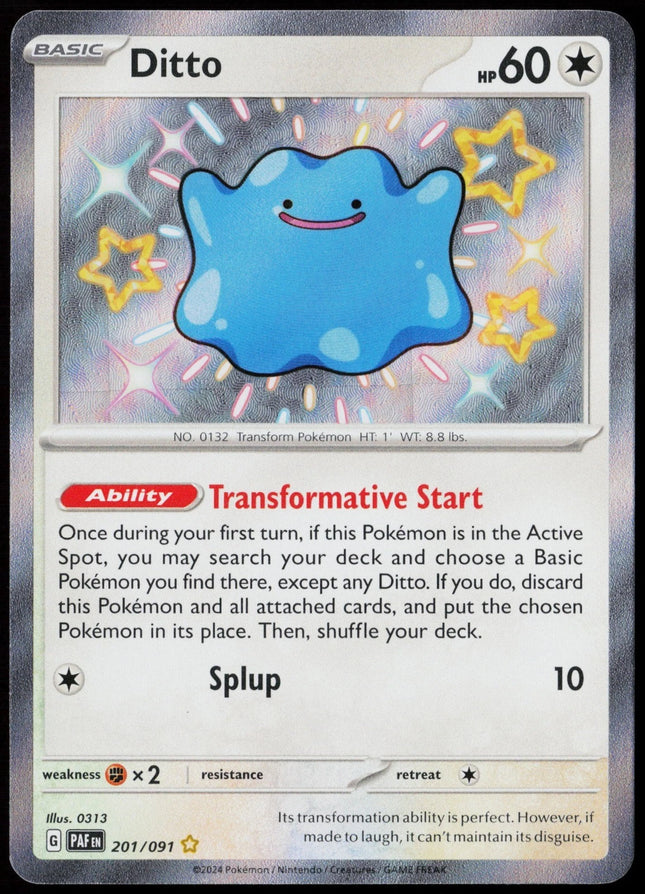 Carta Pokémon Ditto Shiny 201/091 - Paldean Fates- Thunder Cards
