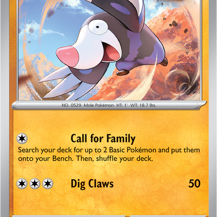 Carta individual Pokémon Drilbur 046/084, set Pitch Black, en Thunder Cards México