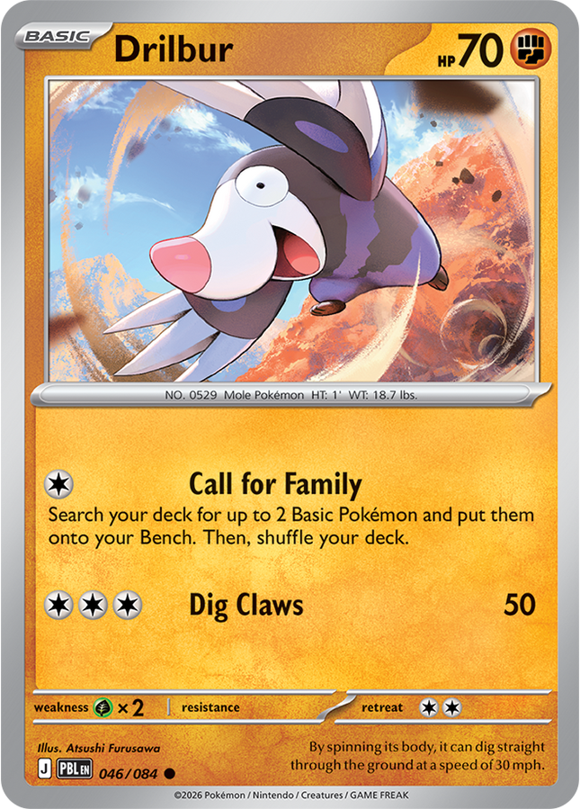 Carta individual Pokémon Drilbur 046/084, set Pitch Black, en Thunder Cards México