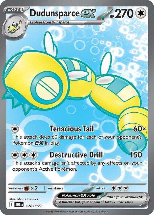 Carta Individual Pokémon Dudunsparce EX Ultra Rare 178/159 , Stage 1 Pokémon 270 HP, set Jorney Together, Ilustración de 5ban Graphics - Thunder Cards México