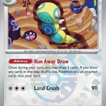 Carta Individual Pokémon Dudunsparce Masterball Pattern 080/131 , Stage 1 Pokémon 140 HP, set Prismatic Evolutions, Ilustración de Teeziro - Thunder Cards México