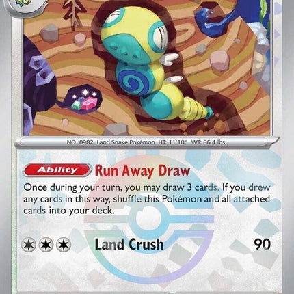 Carta Individual Pokémon Dudunsparce Pokeball Pattern 080/131 , Stage 1 Pokémon 140 HP, set Prismatic Evolutions, Ilustración de Teeziro - Thunder Cards México