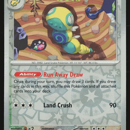 Carta Individual Pokémon Dudunsparce Reverse 080/131 , Stage 1 Pokémon 140 HP, set Prismatic Evolutions, Ilustración de Teeziro - Thunder Cards México