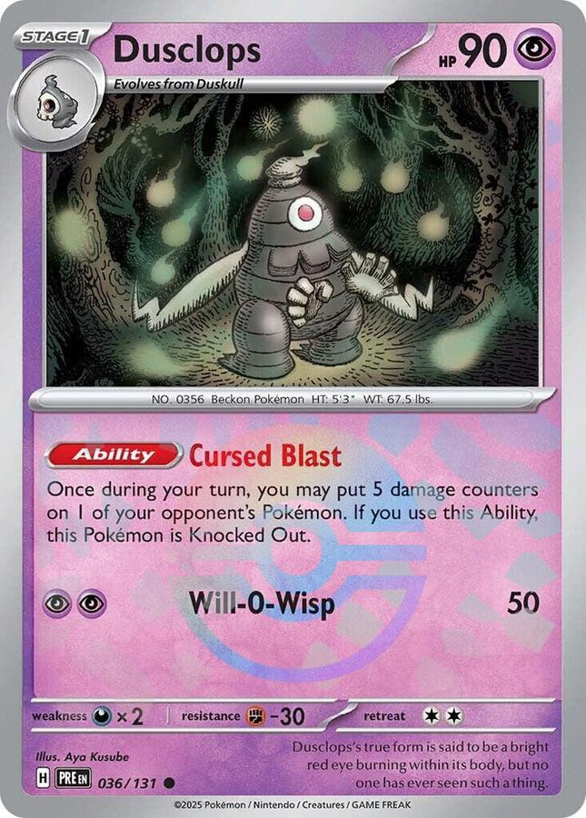 Carta Pokémon Dusclops Common 036/131 del set Prismatic Evolutions TCG en Thunder Cards Pokeball