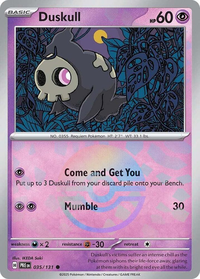 Carta Pokémon Duskull Common 035/131 del set Prismatic Evolutions TCG en Thunder Cards