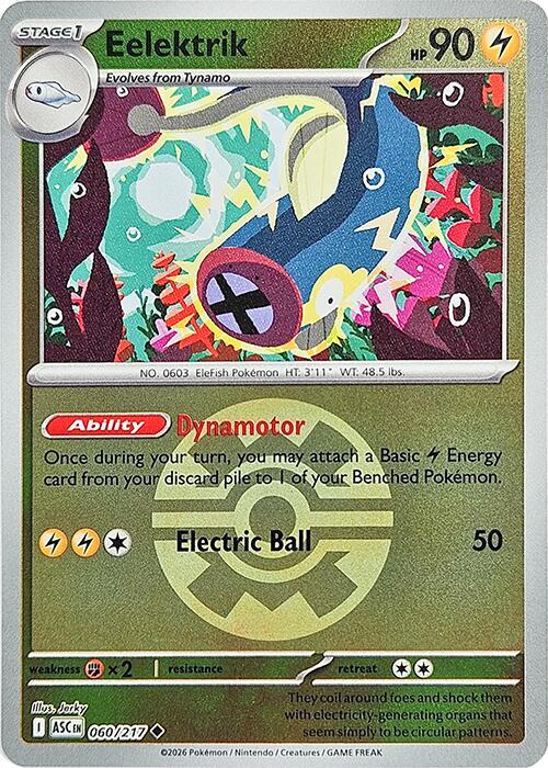 Carta Pokémon Eelektrik Quick Ball Pattern 060/217 - Ascended Heroes - Thunder Cards