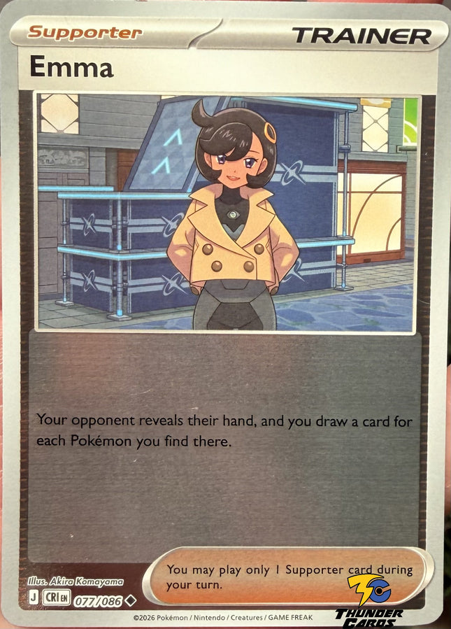 Carta Partidario Pokémon Emma Reverse 077/086, set Chaos Rising, Ilustración de Akira Komayama - Thunder Cards México