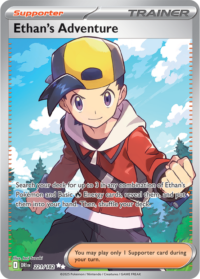 Carta Pokémon Ethan's Adventure (UR) 221/182 del set Destined Rivals de Pokémon TCG en Thunder Cards