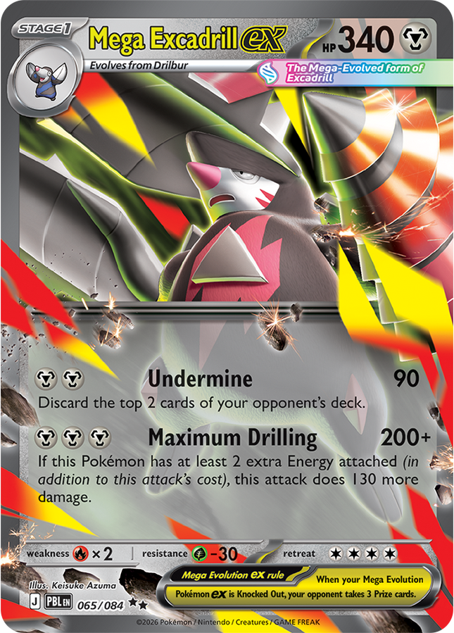 Carta individual Pokémon Mega Excadrill EX 065/084, set Pitch Black, en Thunder Cards México 