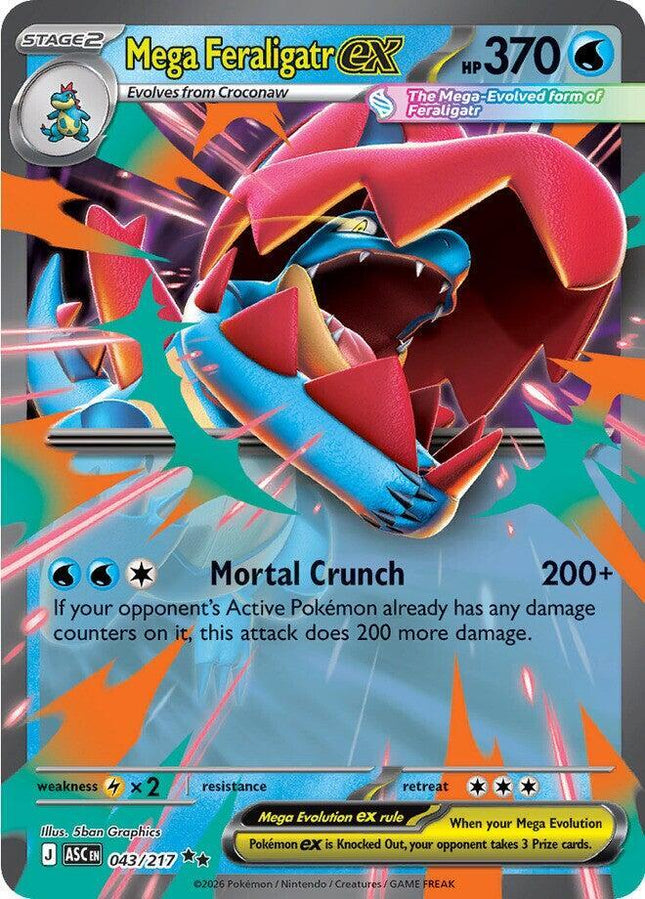 Carta Pokémon Mega Feraligatr EX (DR) 043/217 del set Ascended Heroes de Pokémon TCG en Thunder Cards