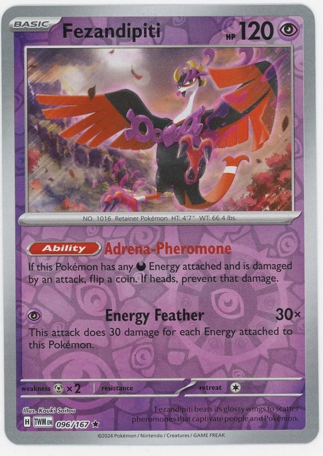 Carta Individual Pokémon Fezandipiti 096/167, , set Twilight Masquerade,  Thunder Cards México, Reverse Holo
