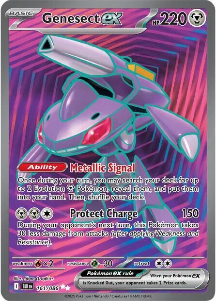 Carta Pokémon Genesect EX Ultra Rare 161/086 del set Black Bolt de Pokémon TCG en Thunder Cards México