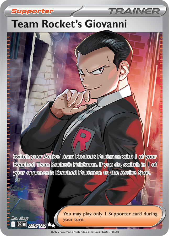 Carta Pokémon Team Rocket's Giovanni (UR) 225/182 del set Destined Rivals de Pokémon TCG en Thunder Cards