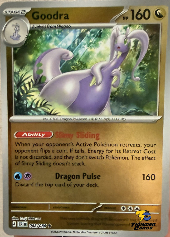Carta Individual Pokémon Goodra Reverse 068/086, Stage 2 Pokémon 160 HP, set Chaos Rising, Ilustración de Tonj - Thunder Cards México Matsuno