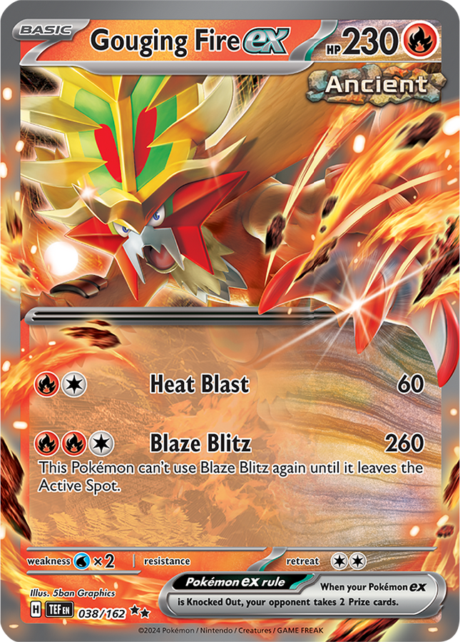 Carta Pokémon Gouging Fire EX (DR) 038/162 del set Temporal Forces Pokémon TCG en Thunder Cards México