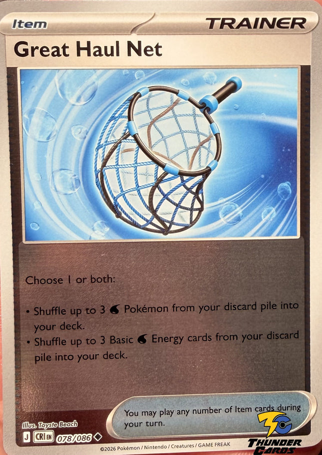 Carta Individual Pokémon Great Haul Net Reverse 078/086, set Chaos Rising, Ilustración de Toyste Beach- Thunder Cards México