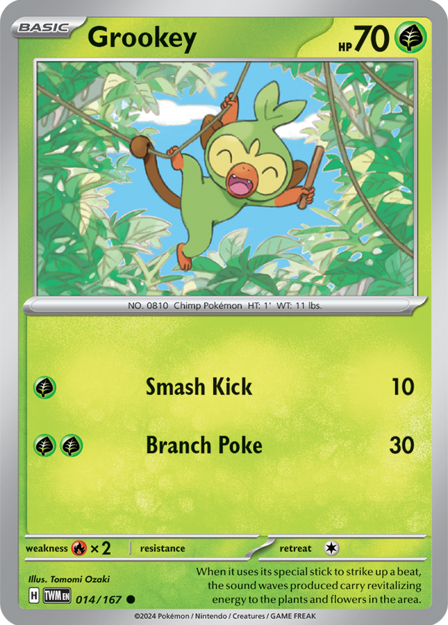 Carta Individual Pokémon Grookey 014/167 Twilight Masquerade, en Thunder Cards México